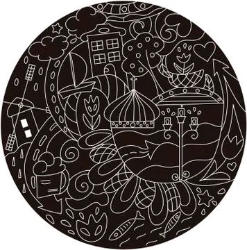 Set of hand drawn vector doodles of Amsterdam, Netherlands Stock Illustration