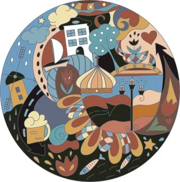 Set of hand drawn vector doodles of Amsterdam, Netherlands Stock Illustration