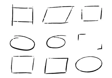 Set of hand drawn vector frames. イラスト素材