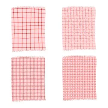 Set of hand drawn vector illustration of red or pink checkered picnic blanket Stock Illustration