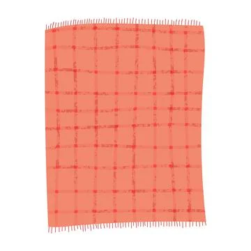 Set of hand drawn vector illustration of red or pink checkered picnic blanket Stock Illustration