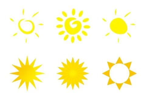 Set of hand drawn vector sun illustrations Stock Illustration