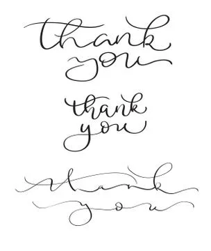 Set of Hand drawn Vector Thank you text on white background. Calligraphy Stock Illustration