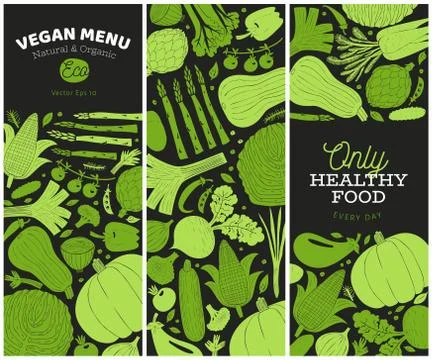 Set of hand drawn vegetables design templates. Monochrome graphic. Vegetables Stock Illustration