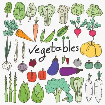 Set Of Hand Drawn Vegetables Doodles. Stockillustratie
