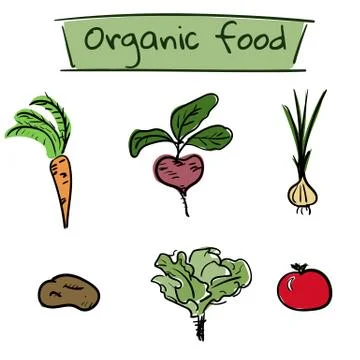 Set of hand drawn vegetables icons. Vector illustration Stock Illustration