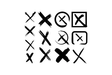Set of Hand-Drawn X Mark Icons in Various Styles. Cross. Vector illustratio.. Stock Illustration