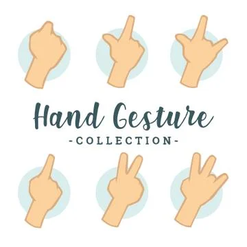 Set of hand gesture vector design collection Stock Illustration