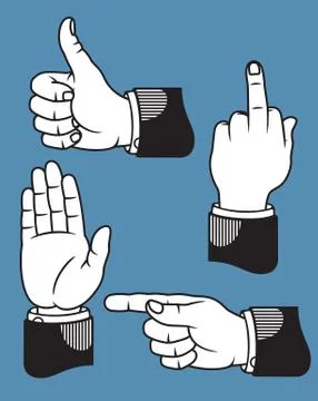 Set of hand gestures based on classic printers pointers Stock Illustration