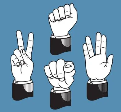 Set of hand gestures based on classic printers pointers Stock Illustration