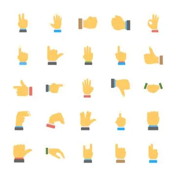 A Set of Hand Gestures Icons Stock Illustration