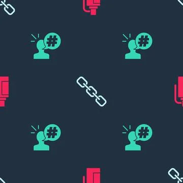 Set Hand grenade, Chain link and Protest on seamless pattern. Vector Stockillustratie