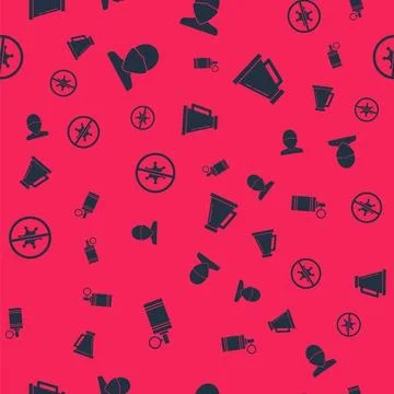 Set Hand grenade, Vandal, Protest and Megaphone on seamless pattern. Vector Stock Illustration