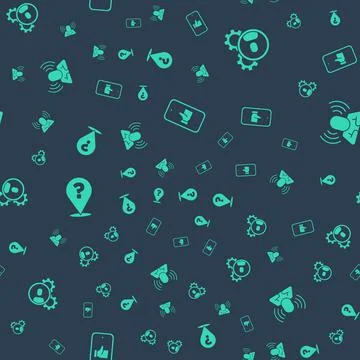 Set Hand like, Head hunting, Question mark and  on seamless pattern. Vector Stock Illustration