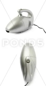 Set of Hand held small vacuum cleaner isolated over the white background Stock Photos