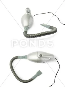 Set of Hand held small vacuum cleaner isolated over the white background Stock Photos
