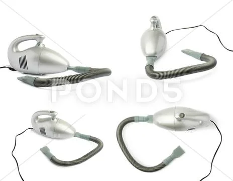 Set of Hand held small vacuum cleaner isolated over the white background Stock Photos
