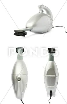 Set of Hand held small vacuum cleaner isolated over the white background Stock Photos
