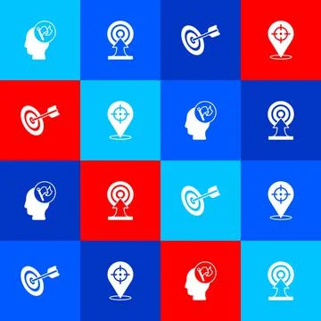 Set Hand holding flag, Target with arrow, and icon. Vector Stock Illustration