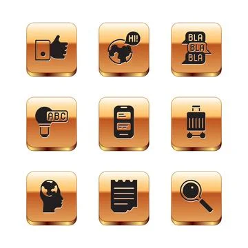 Set Hand like, Learning foreign languages, Notebook, Online translator, Creative Stock Illustration