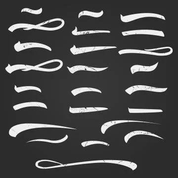 Set of Hand Lettering Underlines Lines Isolated On White. Handwritten Letter Stock Illustration