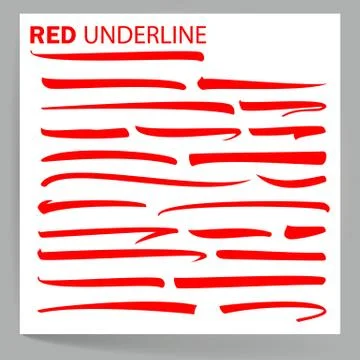 Set of Hand Lettering Underlines Lines Isolated On White. Handwritten Letter Illustrazione stock