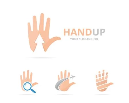 Set of hand logo combination. Arm and growth symbol or icon. Unique support and Illustrazione stock