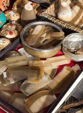 Set of  hand made horn comb Stock Photos