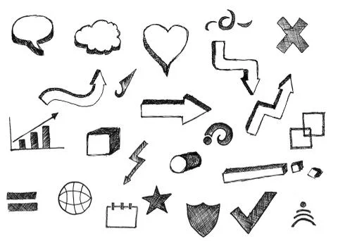 Set of hand-painted icons Stock Illustration