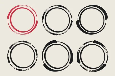 Set of hand painted ink circles Stock Illustration