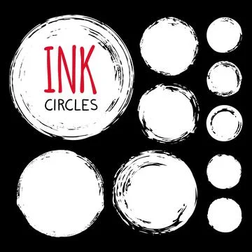 Set of hand painted ink circles on blackboard Stock Illustration