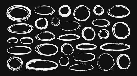 Set of hand painted ink circles and ovals Illustrazione stock
