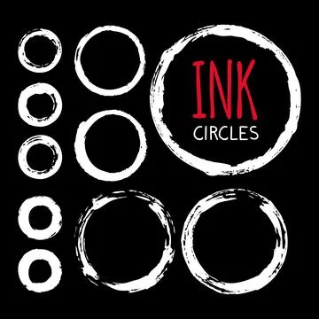 Set of hand painted ink circles Stock Illustration