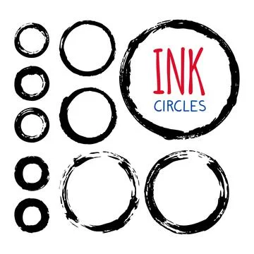 Set of hand painted ink circles Stock Illustration