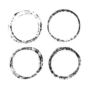 Set of hand painted ink circles, vector illustration Stock Illustration