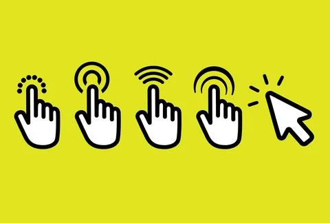 Set of hand pointer or cursor mouse push linear icon symbol 스톡 일러스트