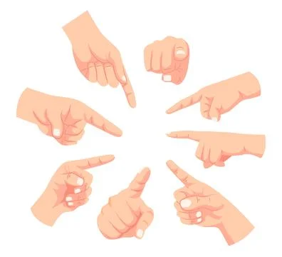 Set of Hand with pointing finger gesture with different view and angle, poi.. Stock Illustration