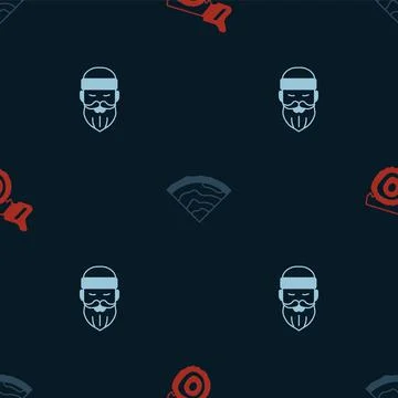 Set Hand saw and log, Wooden beam and Lumberjack on seamless pattern. Vector 库存插图