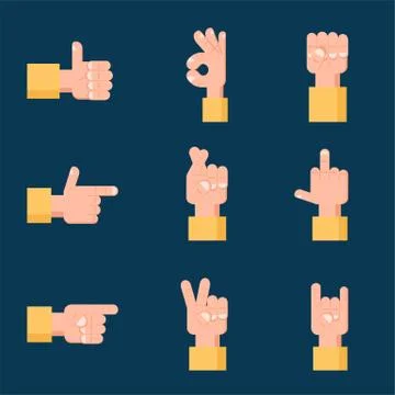 Set of hand signs. Communication vector concept. Stock Illustration