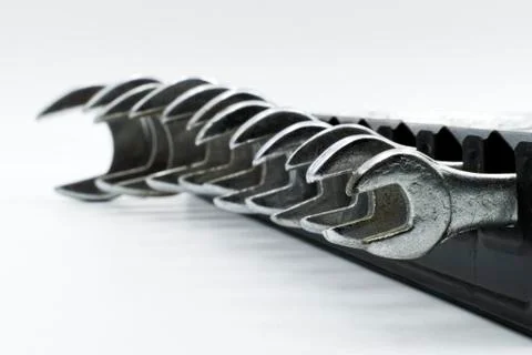 A set of hand spanner tools isolated on white Stock Photos