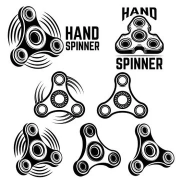 Set of the hand spinner labels isolated on white background. Design elements Stock Illustration