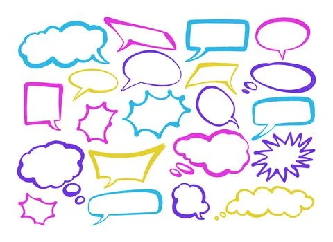 Set of hand spray graffiti speech bubbles frame. design elements background 스톡 일러스트