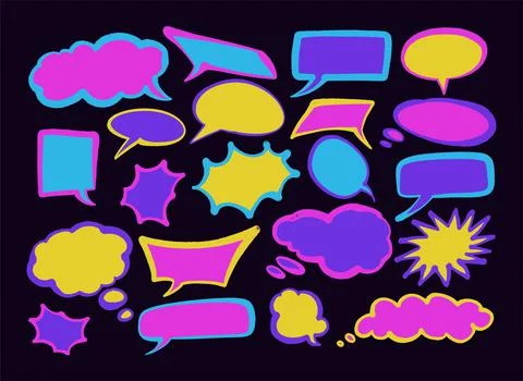Set of hand spray graffiti speech bubbles frame. design elements background Illustrazione stock