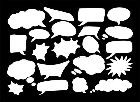 Set of hand spray graffiti speech bubbles frame. design elements background Illustrazione stock