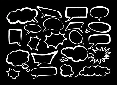Set of hand spray graffiti speech bubbles frame. design elements background Stock Illustration