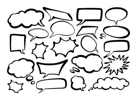 Set of hand spray graffiti speech bubbles frame. design elements background Illustrazione stock