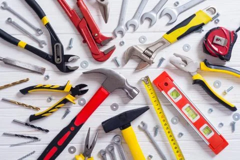 Set of hand tools Stock Photos