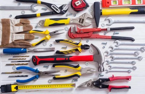 Set of hand tools Stock Photos