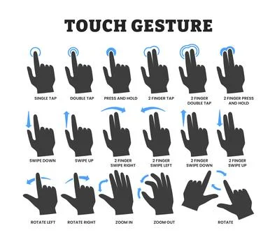 Set of Hand touchscreen gestures icon set collection bundle for smartphones.. 스톡 일러스트