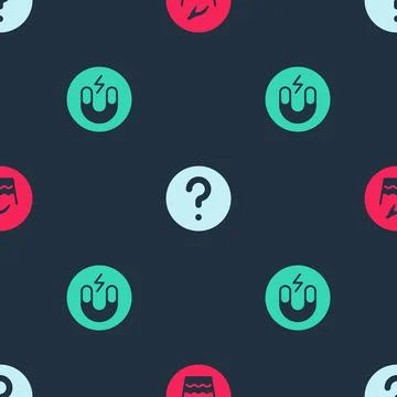 Set Hand wash laundry, Unknown search and Magnet on seamless pattern. Vector Stock Illustration